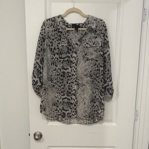 Lane Bryant Gray Leopard Print Blouse